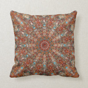 Moroccan mandala pattern in terracotta tones cushion