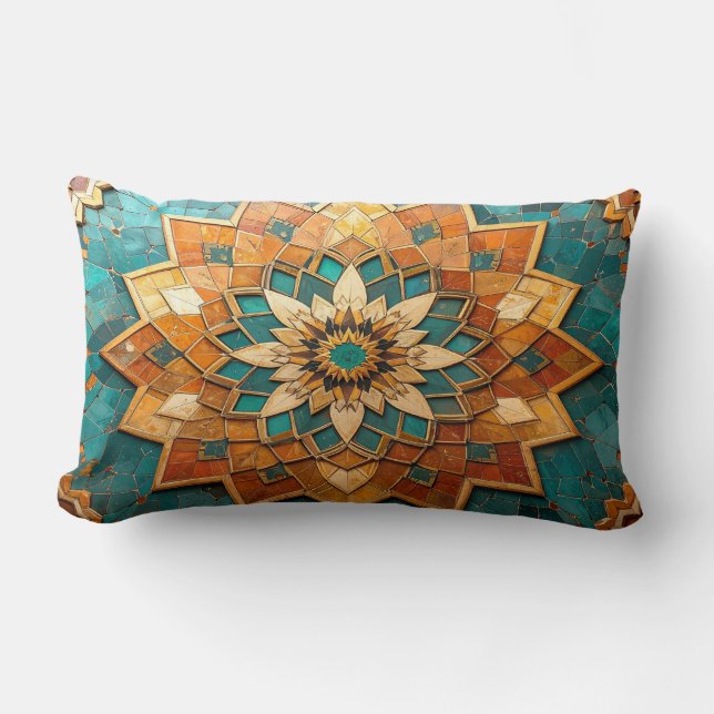 Moroccan Mandala Pillow - Geometric Tile Luxury De (Front)