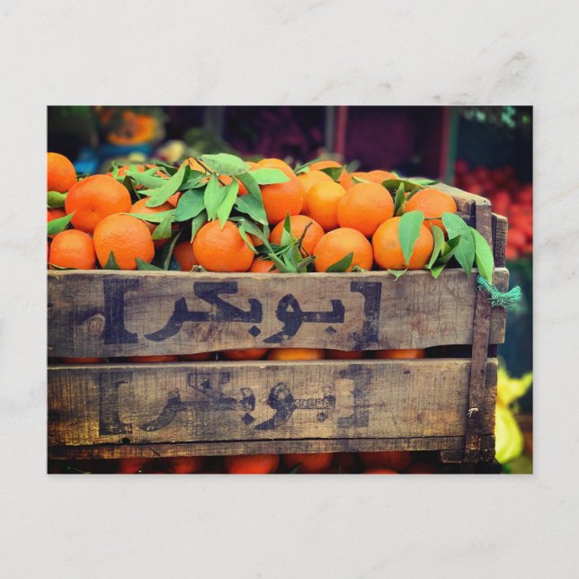 "MOROCCAN MARKET, ORANGES' PHOTOGRAPHIC POSTCARD (Front)
