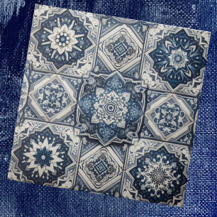 Moroccan Mediterranean Blue & White Tile Pattern