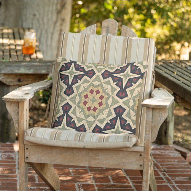 Moroccan Mediterranean Boho Tile Art Pattern Cushion (Chair)