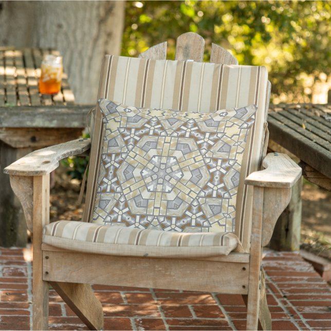 Moroccan Mediterranean Boho Tile Art Pattern Cushion (Chair)