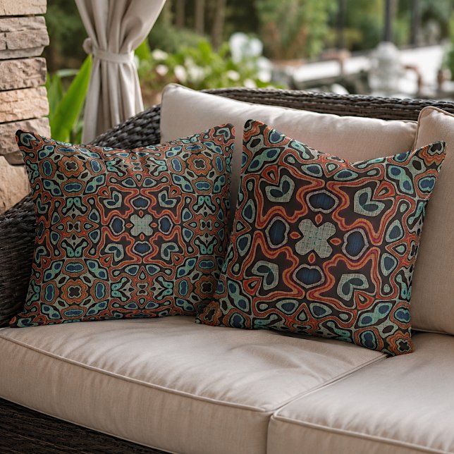 Moroccan Mediterranean Boho Tile Art Pattern Cushion (Creator Uploaded)