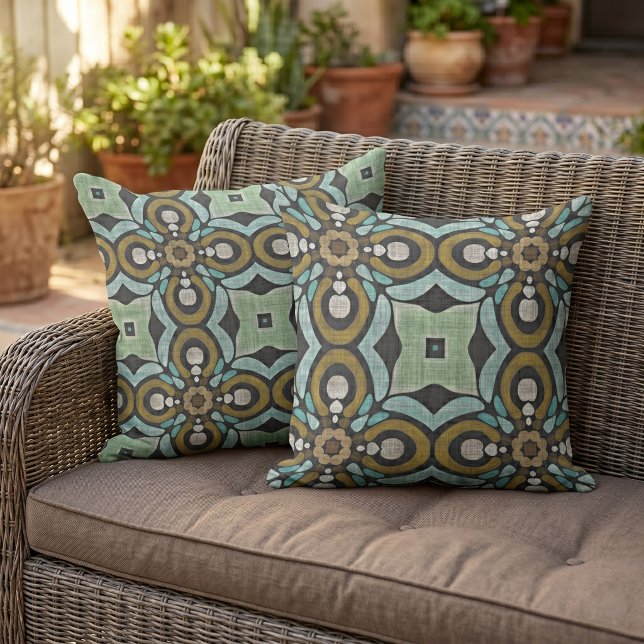 Moroccan Mediterranean Boho Tile Art Pattern Cushion (Creator Uploaded)