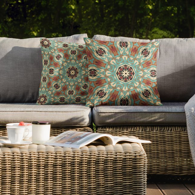 Moroccan Mediterranean Boho Tile Art Pattern Cushion (Creator Uploaded)