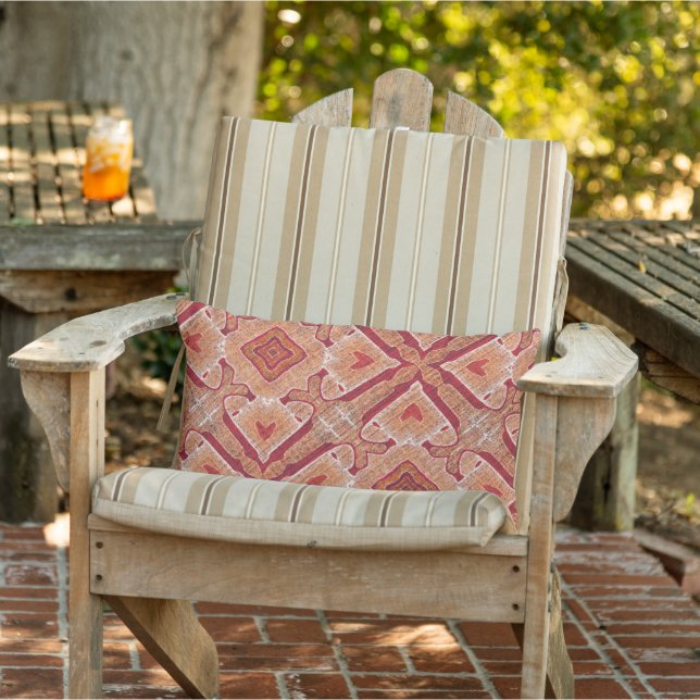 Moroccan Mediterranean Boho Tile Art Pattern Lumbar Cushion (Chair)