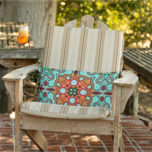 Moroccan Mediterranean Boho Tile Art Pattern Lumbar Cushion
