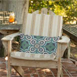 Moroccan Mediterranean Boho Tile Art Pattern Lumbar Cushion