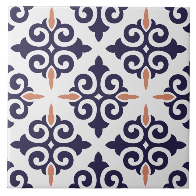 Moroccan Mediterranean classic traditional blue  Ceramic Tile (Front)