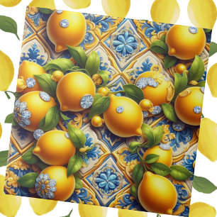 Moroccan Mediterranean Lemons and Diamonds Ceramic Tile