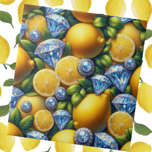 Moroccan Mediterranean Lemons and Diamonds Ceramic Tile
