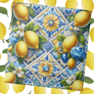 Moroccan Mediterranean Lemons and Diamonds Ceramic Tile