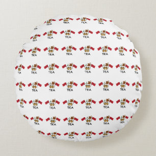 Moroccan Mint Tea, Morocco Flag & Traditional Tea Round Cushion