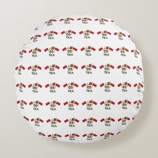 Moroccan Mint Tea, Morocco Flag & Traditional Tea  Round Cushion (Front)