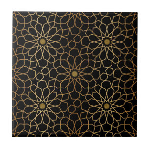 Moroccan Modern Gold Black Mediterranean Pattern Ceramic Tile