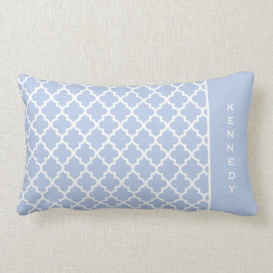 Moroccan Monogram Pillow   Light Blue