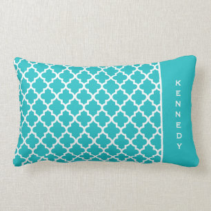 Moroccan Monogram Pillow Turquoise