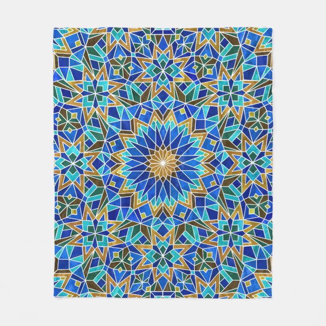Moroccan Mosaic: Arabic Seamless Design Fleece Blanket (Front)