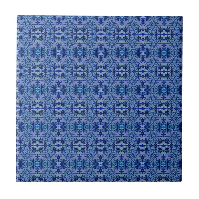 Moroccan mosaic blue geometric pattern ceramic tile (Front)