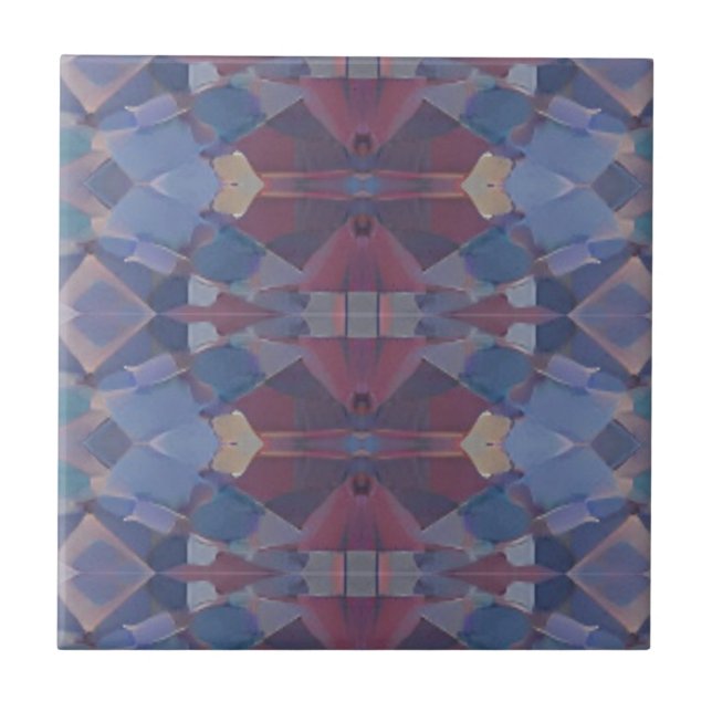 Moroccan mosaic blue red violet geometric design ceramic tile (Front)