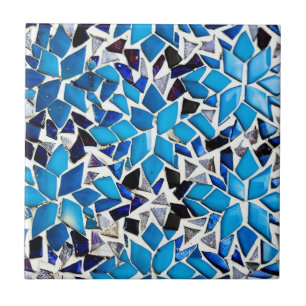 Moroccan mosaic blue white stars geometric pattern ceramic tile