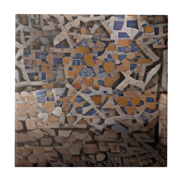 Moroccan mosaic brown blue brick geometric design ceramic tile (Front)