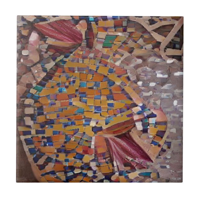 Moroccan mosaic coloured geometric art ceramic tile (Front)