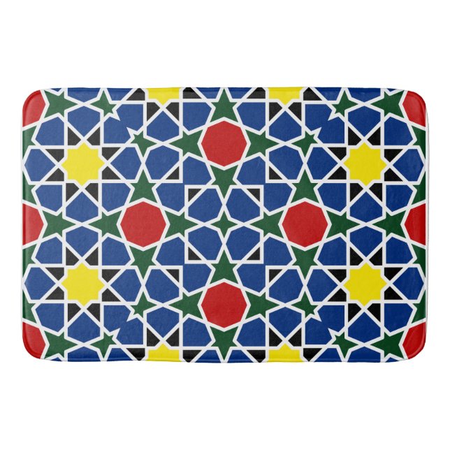  Moroccan Mosaic Geometric Pattern design tile Bath Mat (Front)