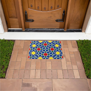Moroccan Mosaic Geometric Pattern design tile Doormat