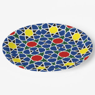 Moroccan Mosaic Geometric Pattern design tile Paper Plate