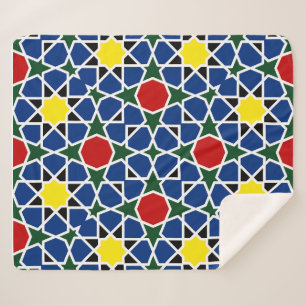  Moroccan Mosaic Geometric Pattern design tile Sherpa Blanket