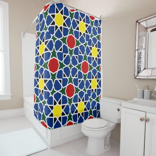  Moroccan Mosaic Geometric Pattern design tile Shower Curtain (In Situ)