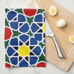 Moroccan Mosaic Geometric Pattern design tile Tea Towel