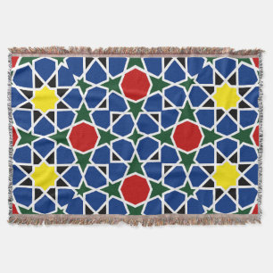 Moroccan Mosaic Geometric Pattern design tile Throw Blanket