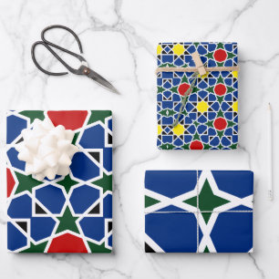 Moroccan Mosaic Geometric Pattern design tile Wrapping Paper Sheet