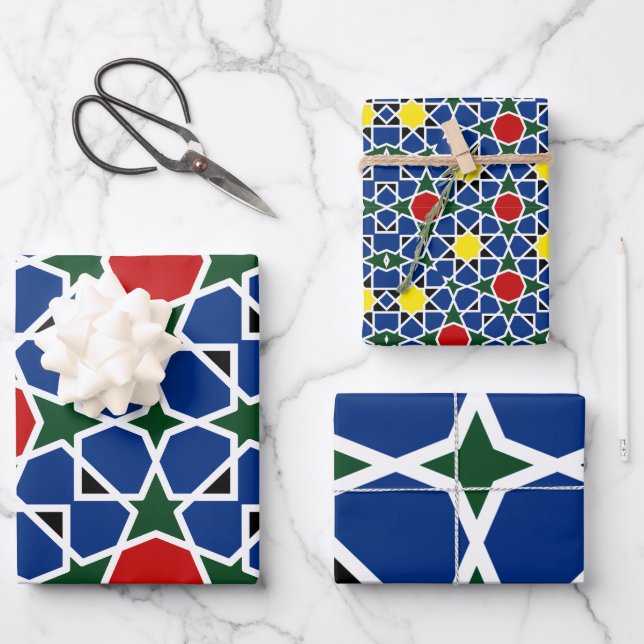  Moroccan Mosaic Geometric Pattern design tile Wrapping Paper Sheet (Front)