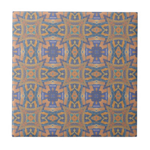 Moroccan mosaic geometric pattern purple orange ceramic tile