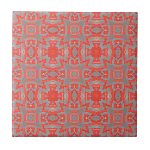Moroccan mosaic geometric pattern red grey ceramic tile