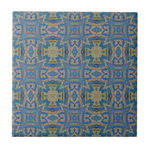 Moroccan mosaic geometric pattern turquiose green ceramic tile