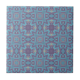 Moroccan mosaic geometric pattern turquoise purple ceramic tile