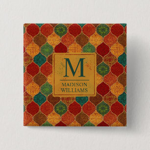 Moroccan Mosaic Geometric Seamless Aztec Pattern 15 Cm Square Badge