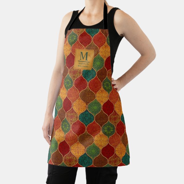 Moroccan Mosaic Geometric Seamless Aztec Pattern Apron (Insitu)