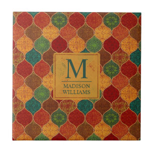 Moroccan Mosaic Geometric Seamless Aztec Pattern Ceramic Tile