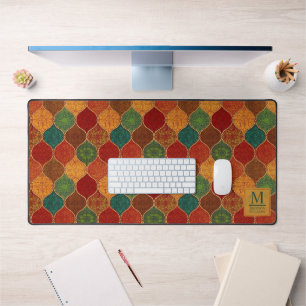 Moroccan Mosaic Geometric Seamless Aztec Pattern Desk Mat