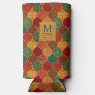 Moroccan Mosaic Geometric Seamless Aztec Pattern Seltzer Can Cooler