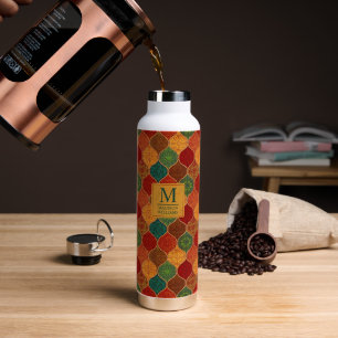 Moroccan Mosaic Geometric Seamless Aztec Pattern Water Bottle