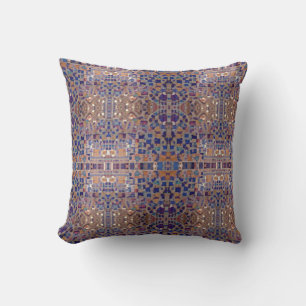 Moroccan mosaic inspired design blue beige  cushion