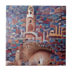 Moroccan mosaic mosque Allah name abstract art Ceramic Tile