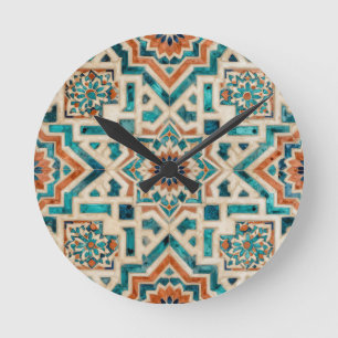 Moroccan Mosaic Pattern Round Clock