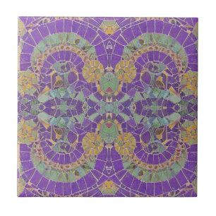 Moroccan mosaic purple turquoise gold geometric ceramic tile